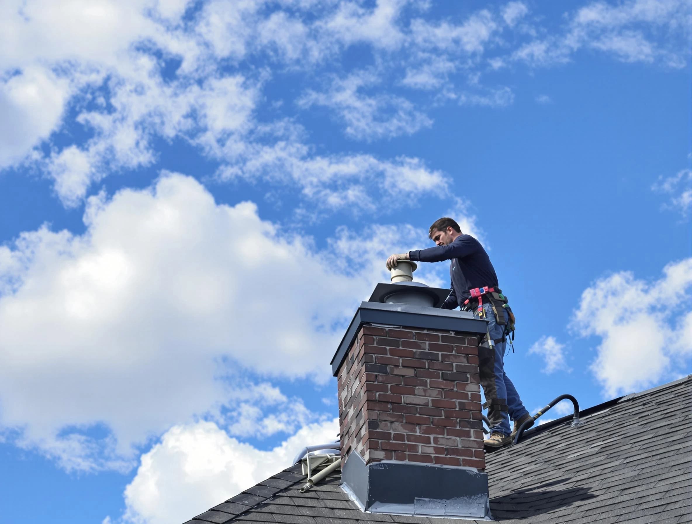 North Decatur Chimney Sweep installing a sturdy chimney cap in North Decatur, GA