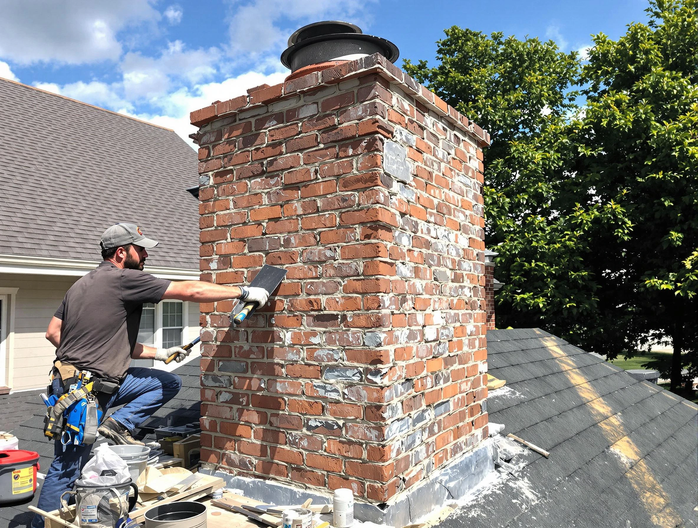 Completed chimney rebuild by North Decatur Chimney Sweep in North Decatur, GA