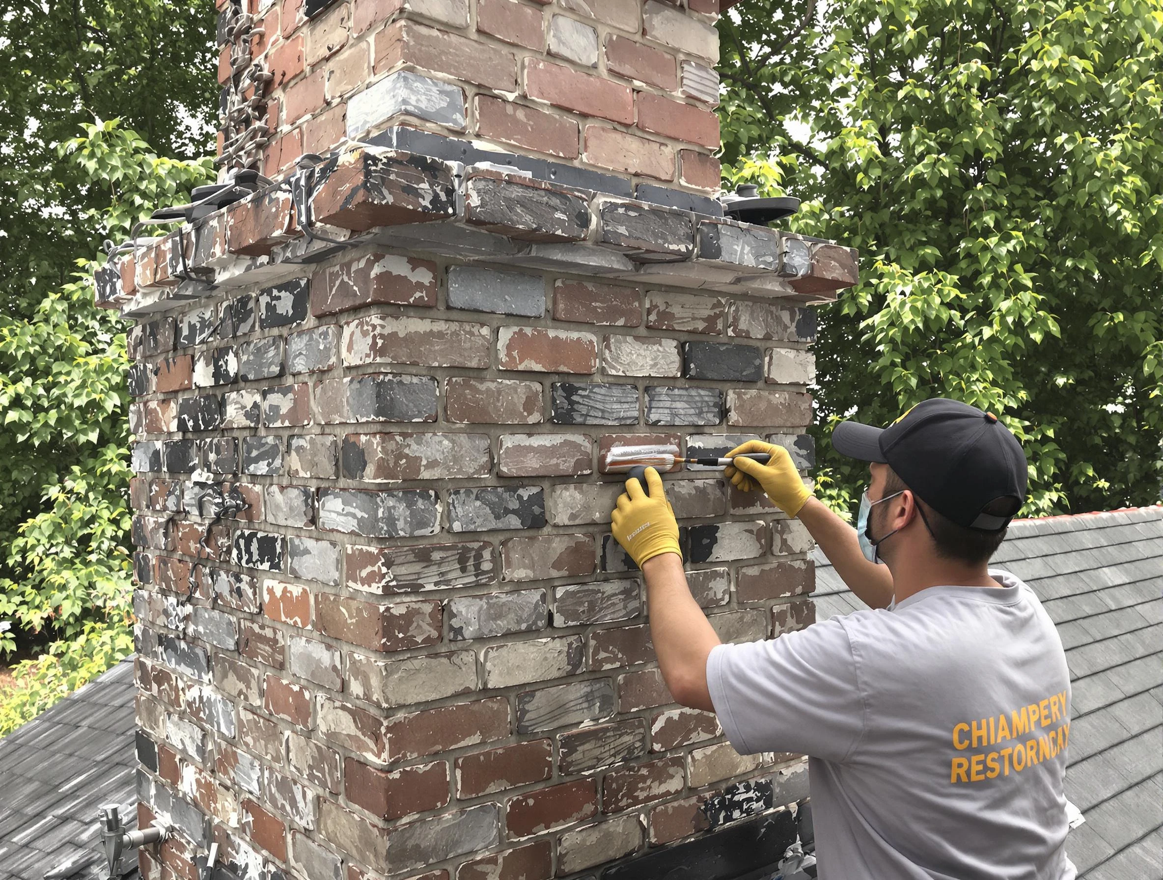 In-progress chimney restoration by North Decatur Chimney Sweep in North Decatur, GA